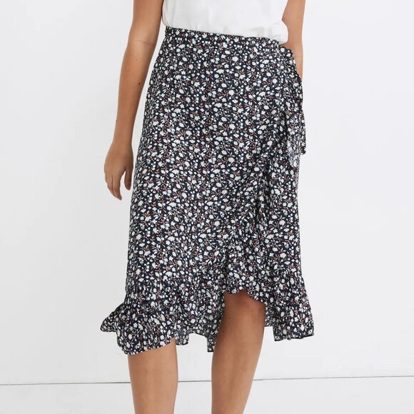 Madewell Floral Midi Skirt - Navy and White - Picture 2 of 10